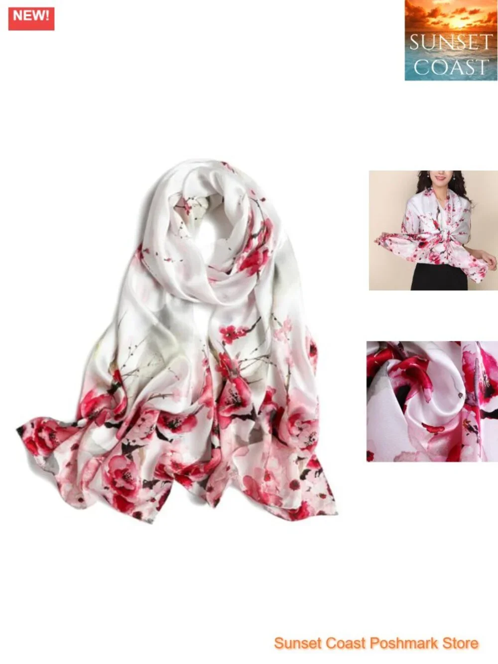 100% Mulberry Silk Long Scarf Wrap Shawl for Women Large Oblong